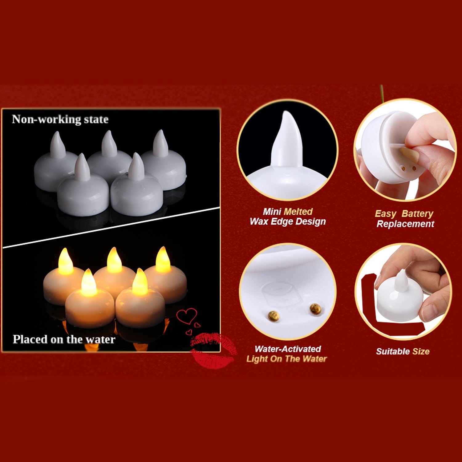 6439 Set of 12 Flameless Floating Candles Battery Operated Tea Lights Tealight Candle - Decorative, Wedding. DeoDap 6439 Set of 12 Flameless Floating Candles Battery Operated Tea Lights Tealight Candle - Decorative, Wedding. DeoDap
